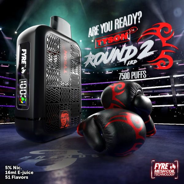 Tyson Round 2 Lcd - Desechable 7500 Hits - Imagen 2